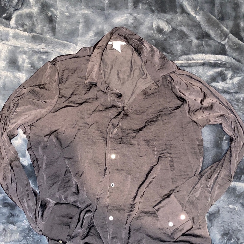 🔴Women’s Black Button Down Silky Top